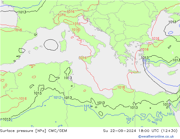 Surface pressure CMC/GEM Su 22.09.2024 18 UTC