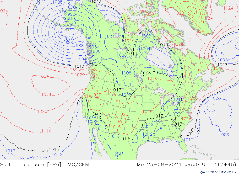 Surface pressure CMC/GEM Mo 23.09.2024 09 UTC