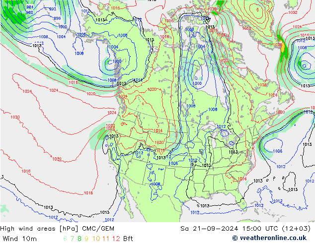 High wind areas CMC/GEM Sa 21.09.2024 15 UTC