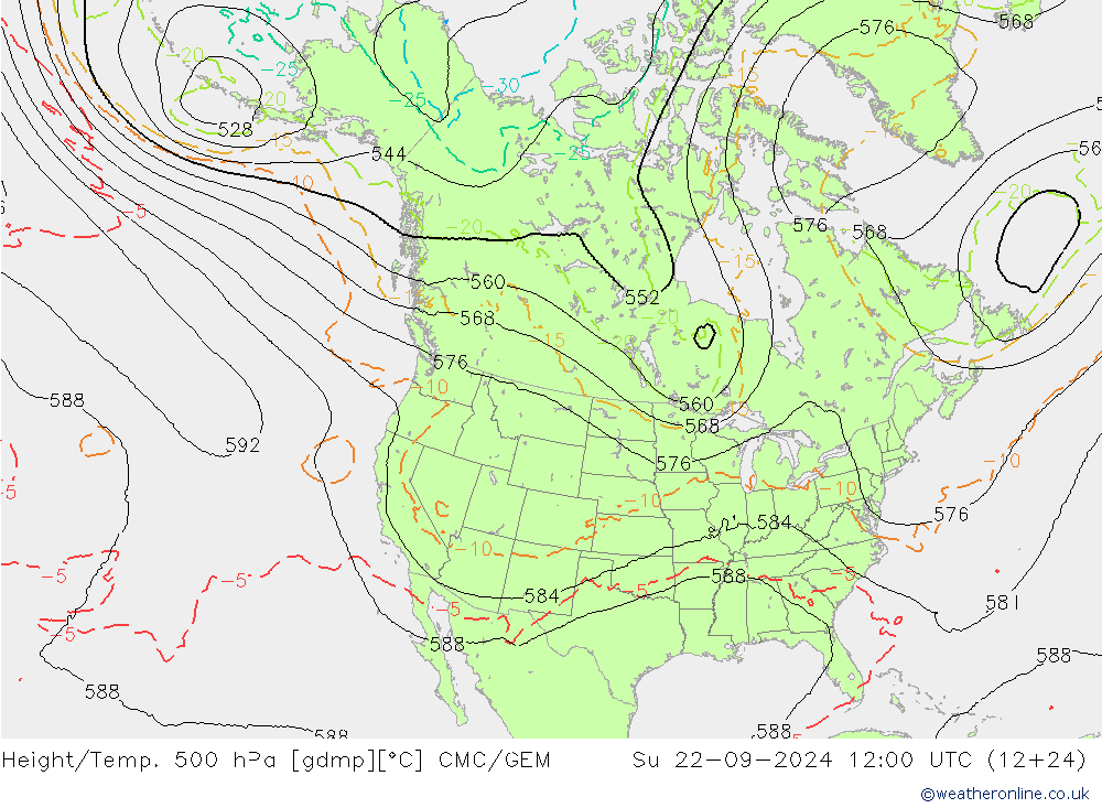 Height/Temp. 500 hPa CMC/GEM Su 22.09.2024 12 UTC