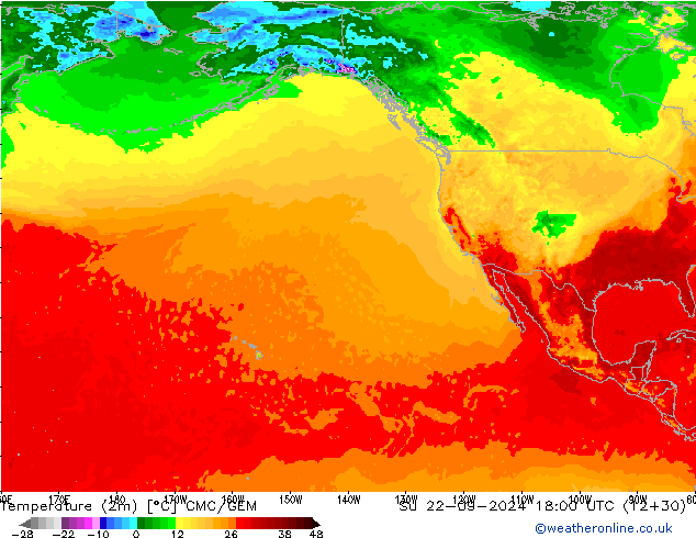 Temperature (2m) CMC/GEM Ne 22.09.2024 18 UTC