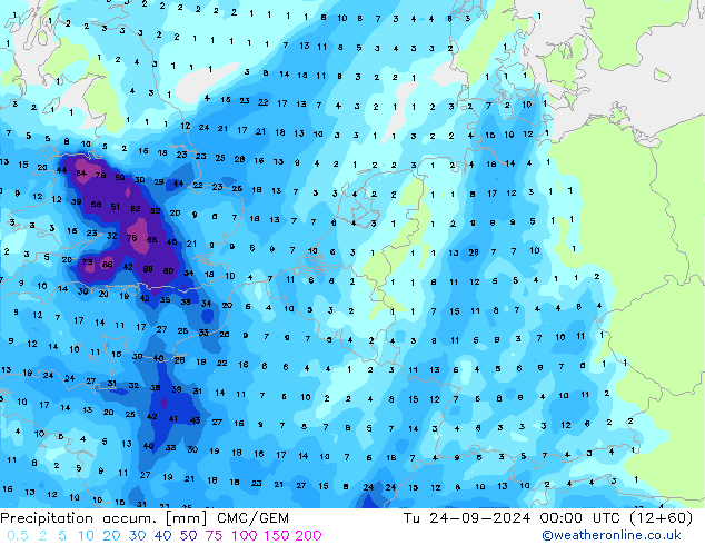 Precipitation accum. CMC/GEM Ter 24.09.2024 00 UTC