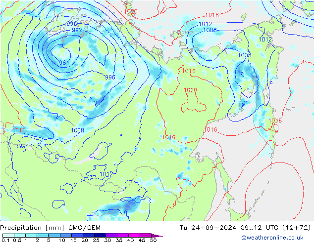 Niederschlag CMC/GEM Di 24.09.2024 12 UTC