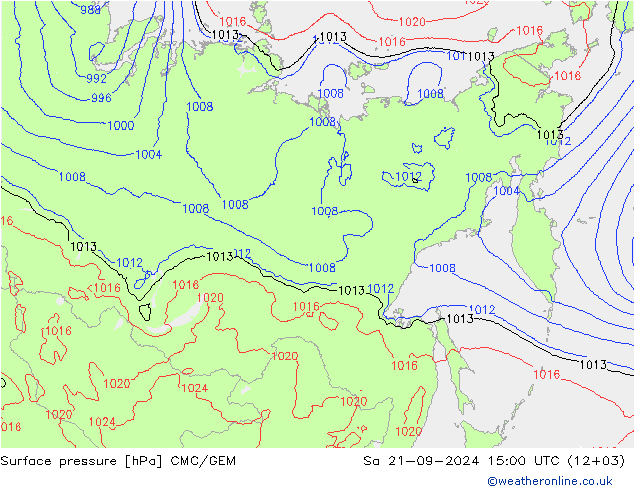 Luchtdruk (Grond) CMC/GEM za 21.09.2024 15 UTC