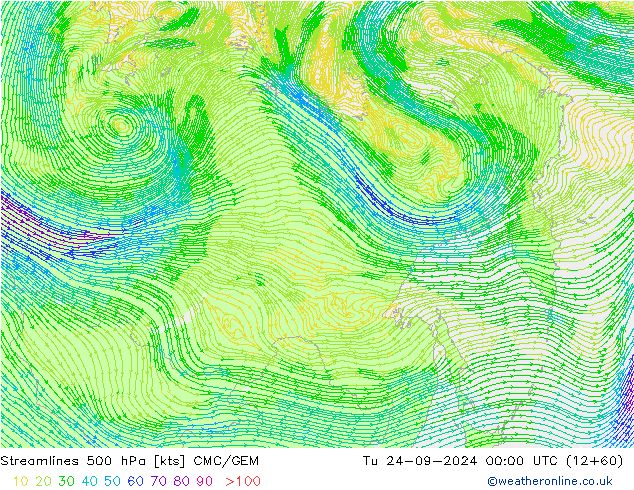 ветер 500 гПа CMC/GEM вт 24.09.2024 00 UTC
