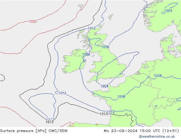 Surface pressure CMC/GEM Mo 23.09.2024 15 UTC