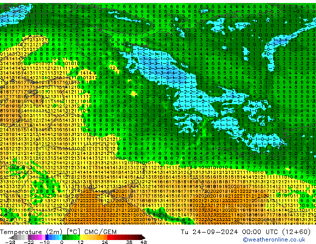 Sıcaklık Haritası (2m) CMC/GEM Sa 24.09.2024 00 UTC