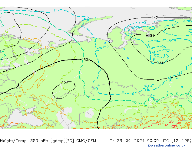 Height/Temp. 850 hPa CMC/GEM Do 26.09.2024 00 UTC