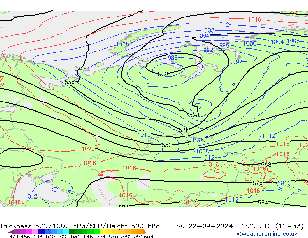 Theta-e 850hPa CMC/GEM Ne 22.09.2024 21 UTC