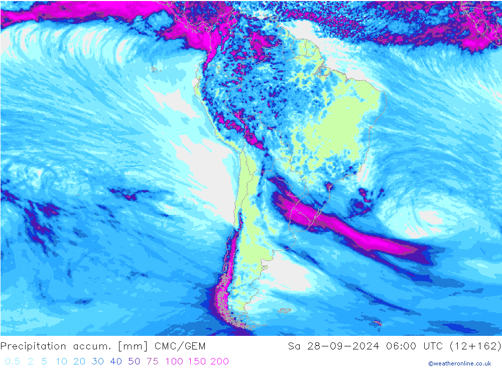 Precipitation accum. CMC/GEM Sáb 28.09.2024 06 UTC