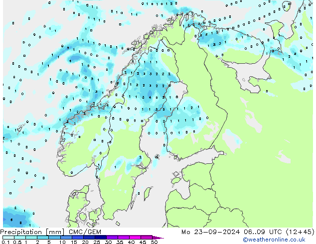 осадки CMC/GEM пн 23.09.2024 09 UTC