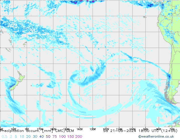 Precipitation accum. CMC/GEM sab 21.09.2024 18 UTC