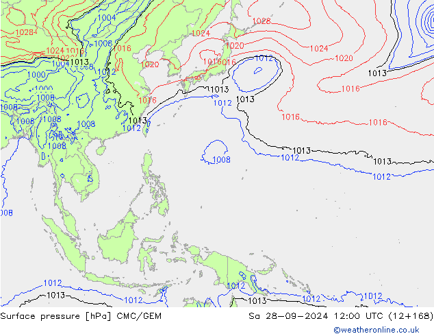 Pressione al suolo CMC/GEM sab 28.09.2024 12 UTC