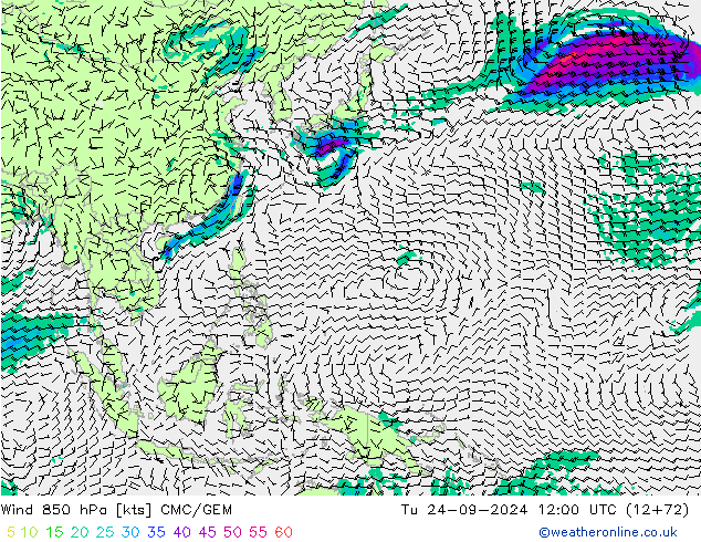 Wind 850 hPa CMC/GEM Di 24.09.2024 12 UTC