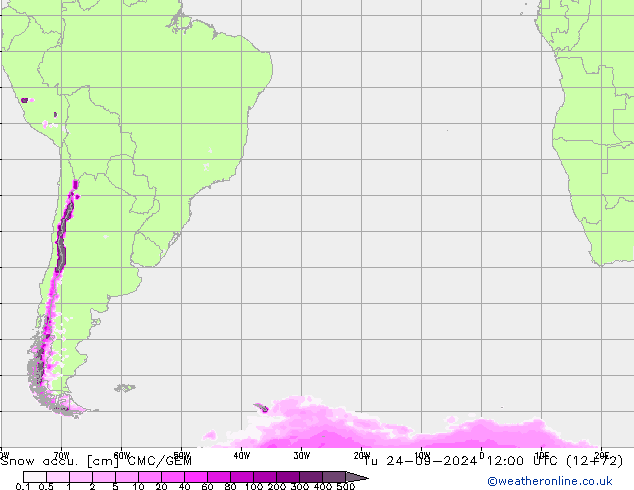 Totale sneeuw CMC/GEM di 24.09.2024 12 UTC