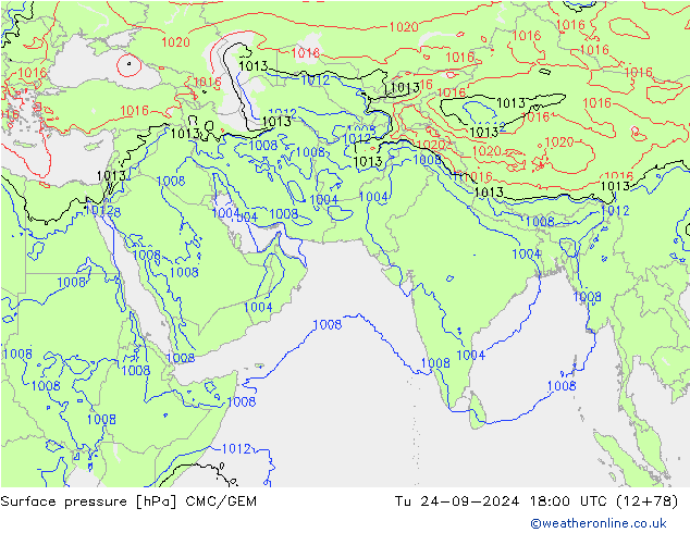 Surface pressure CMC/GEM Tu 24.09.2024 18 UTC