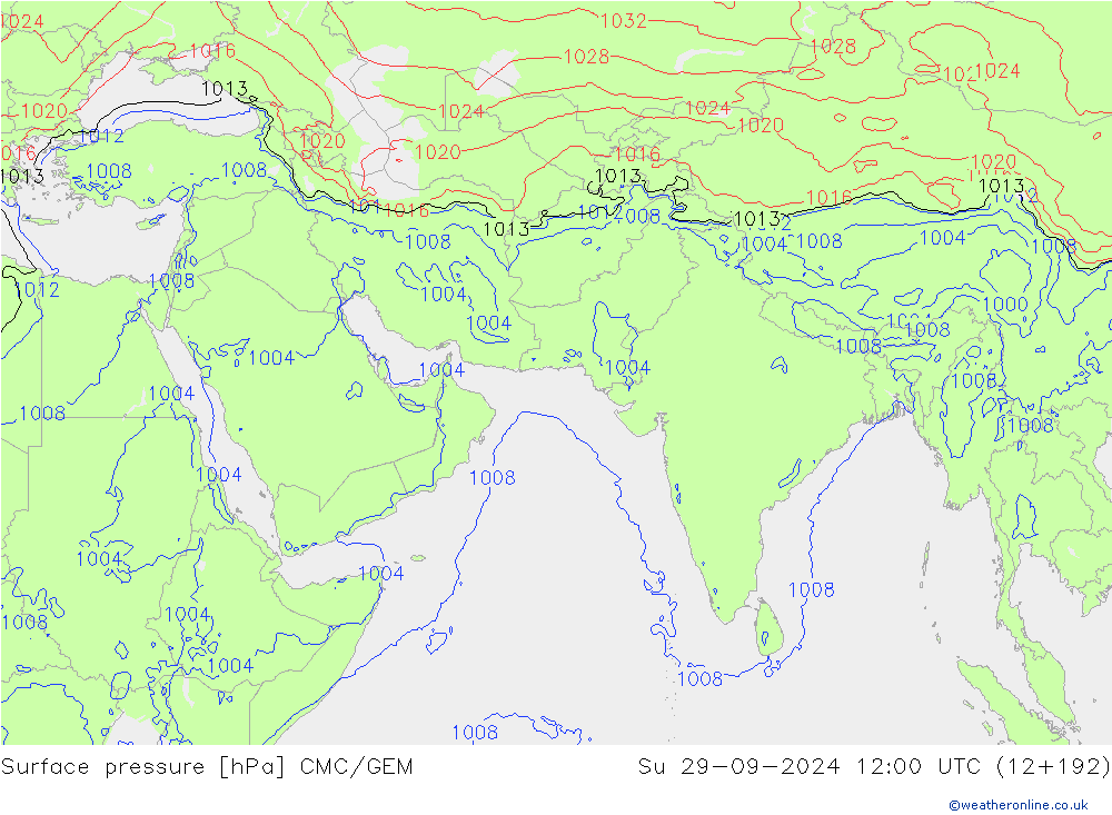 地面气压 CMC/GEM 星期日 29.09.2024 12 UTC