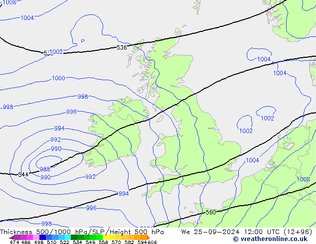 Theta-e 850hPa CMC/GEM We 25.09.2024 12 UTC