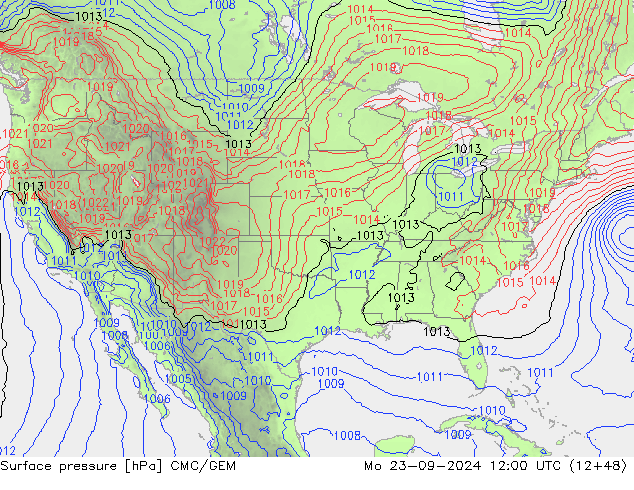 Surface pressure CMC/GEM Mo 23.09.2024 12 UTC