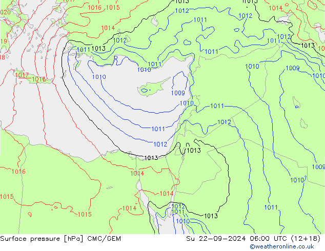 Pressione al suolo CMC/GEM dom 22.09.2024 06 UTC