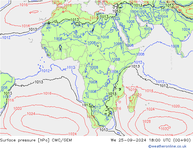 pressão do solo CMC/GEM Qua 25.09.2024 18 UTC