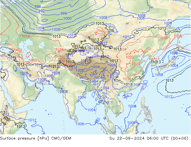 Surface pressure CMC/GEM Su 22.09.2024 06 UTC