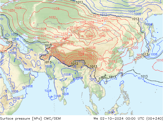 Luchtdruk (Grond) CMC/GEM wo 02.10.2024 00 UTC