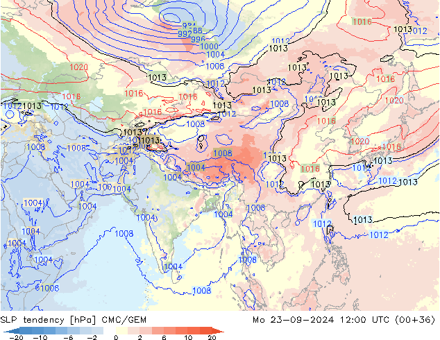 SLP tendency CMC/GEM Seg 23.09.2024 12 UTC