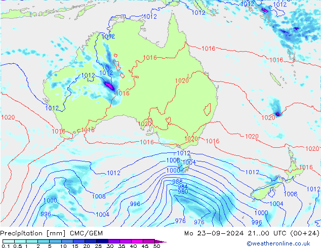 Precipitation CMC/GEM Mo 23.09.2024 00 UTC