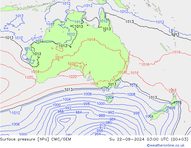 Luchtdruk (Grond) CMC/GEM zo 22.09.2024 03 UTC