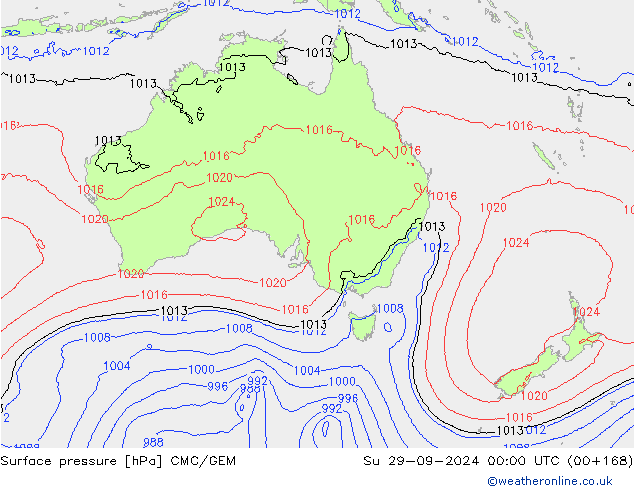 Luchtdruk (Grond) CMC/GEM zo 29.09.2024 00 UTC