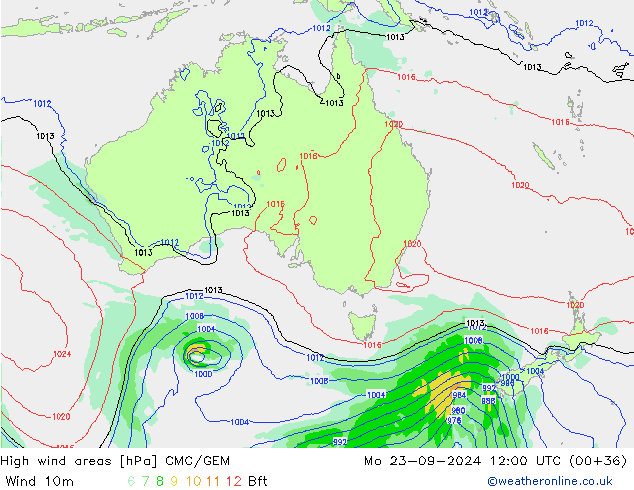 High wind areas CMC/GEM Mo 23.09.2024 12 UTC