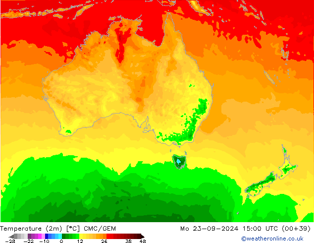 Temperatuurkaart (2m) CMC/GEM ma 23.09.2024 15 UTC