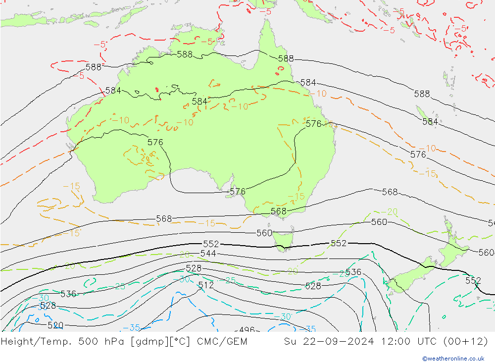 Height/Temp. 500 hPa CMC/GEM Su 22.09.2024 12 UTC