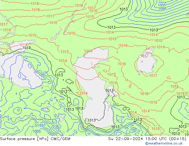 Surface pressure CMC/GEM Su 22.09.2024 15 UTC