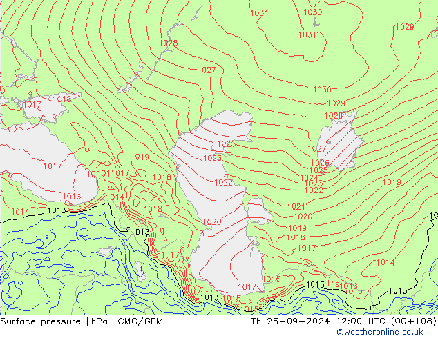 приземное давление CMC/GEM чт 26.09.2024 12 UTC
