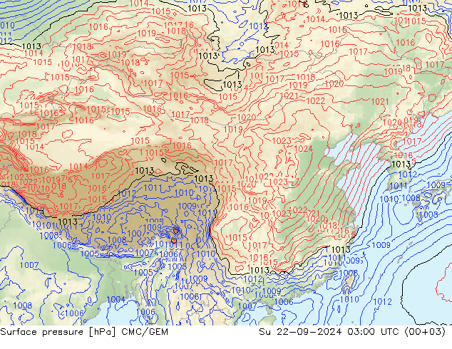 地面气压 CMC/GEM 星期日 22.09.2024 03 UTC