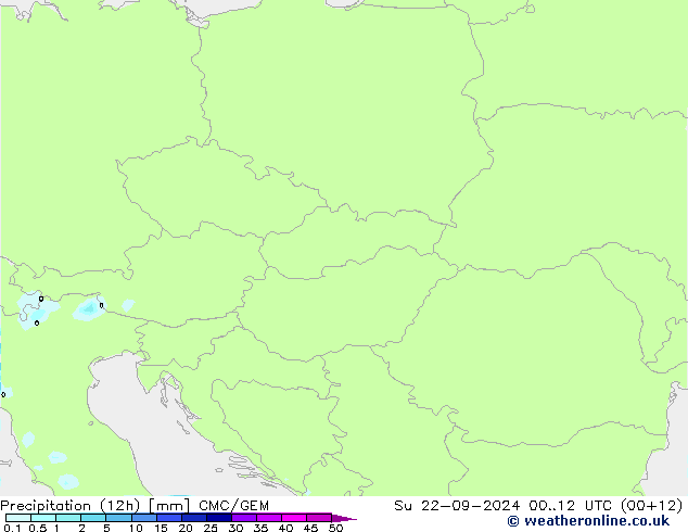 Precipitação (12h) CMC/GEM Dom 22.09.2024 12 UTC