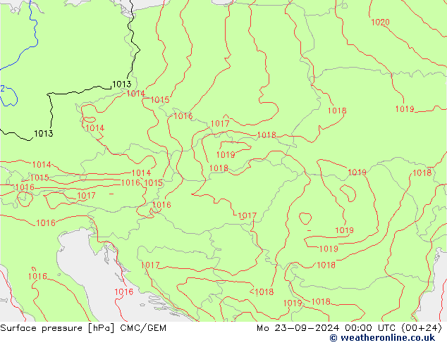 Luchtdruk (Grond) CMC/GEM ma 23.09.2024 00 UTC