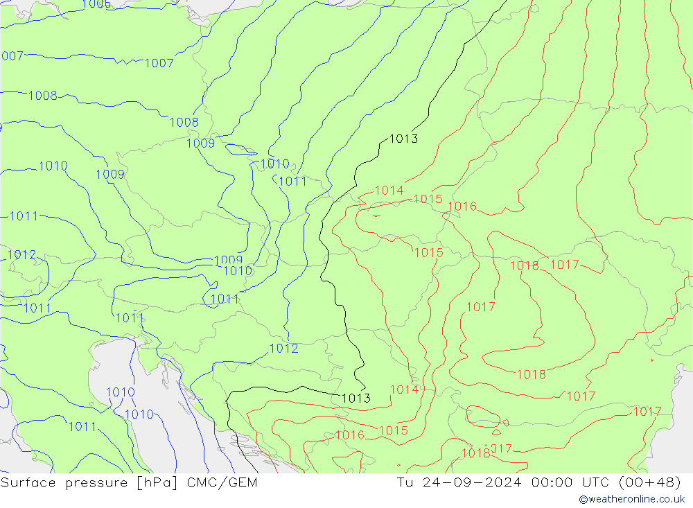 Luchtdruk (Grond) CMC/GEM di 24.09.2024 00 UTC