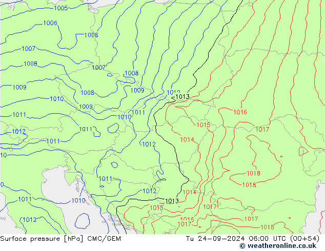 Surface pressure CMC/GEM Tu 24.09.2024 06 UTC