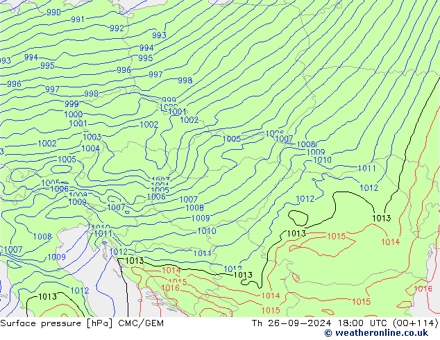 Surface pressure CMC/GEM Th 26.09.2024 18 UTC