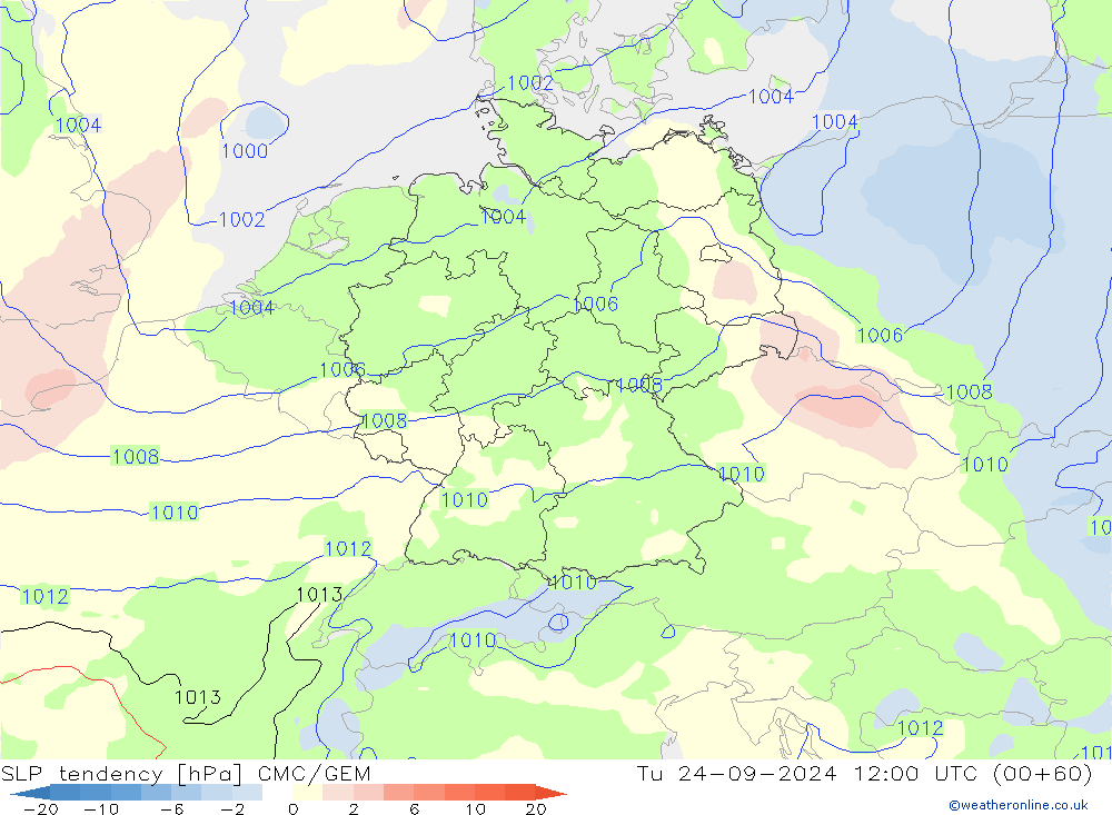 SLP tendency CMC/GEM Ter 24.09.2024 12 UTC