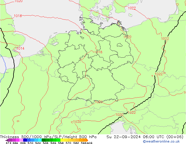 Theta-e 850hPa CMC/GEM Su 22.09.2024 06 UTC