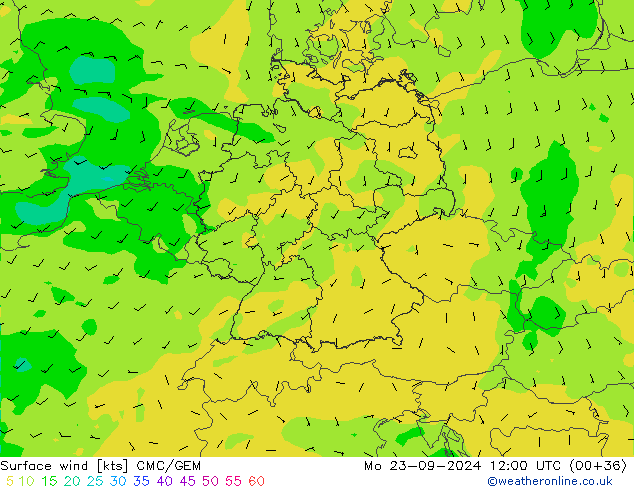 Bodenwind CMC/GEM Mo 23.09.2024 12 UTC