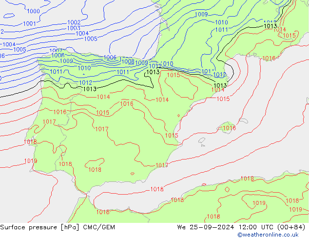 Bodendruck CMC/GEM Mi 25.09.2024 12 UTC