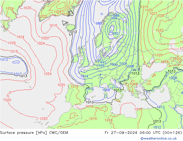 Pressione al suolo CMC/GEM ven 27.09.2024 06 UTC