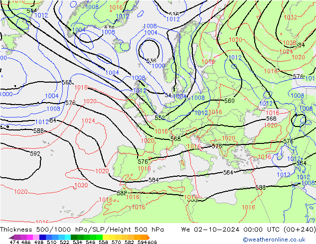 Theta-e 850hPa CMC/GEM śro. 02.10.2024 00 UTC