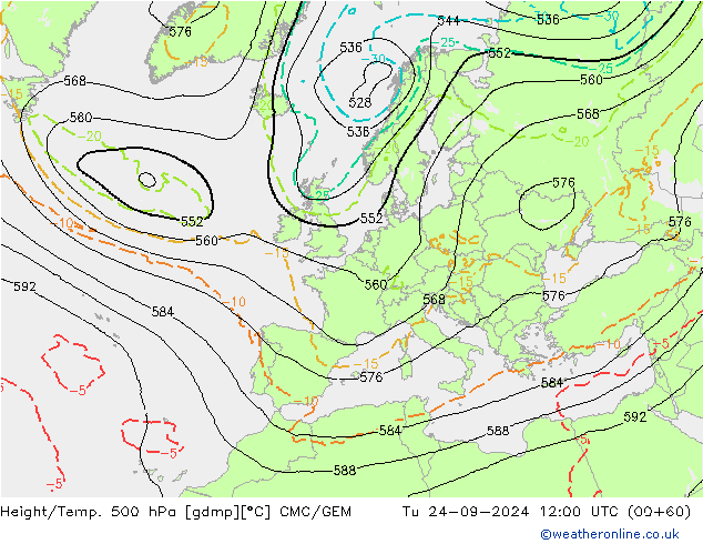 Hoogte/Temp. 500 hPa CMC/GEM di 24.09.2024 12 UTC