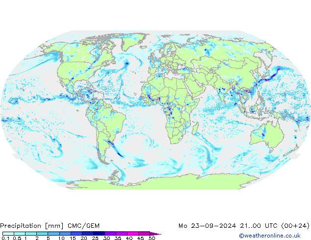 降水 CMC/GEM 星期一 23.09.2024 00 UTC